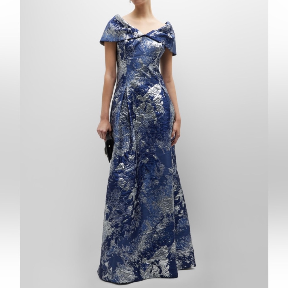 Rickie Freeman for Teri John Elegant Blue and Silver Evening Gown NWT size 8